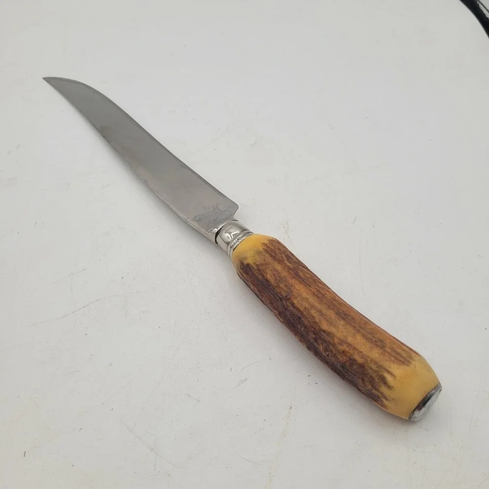 VTG DEXTER CARVING SET WITH STAG‎ STYLE HANDLES ~ Knife, Fork & Sharpening Steel